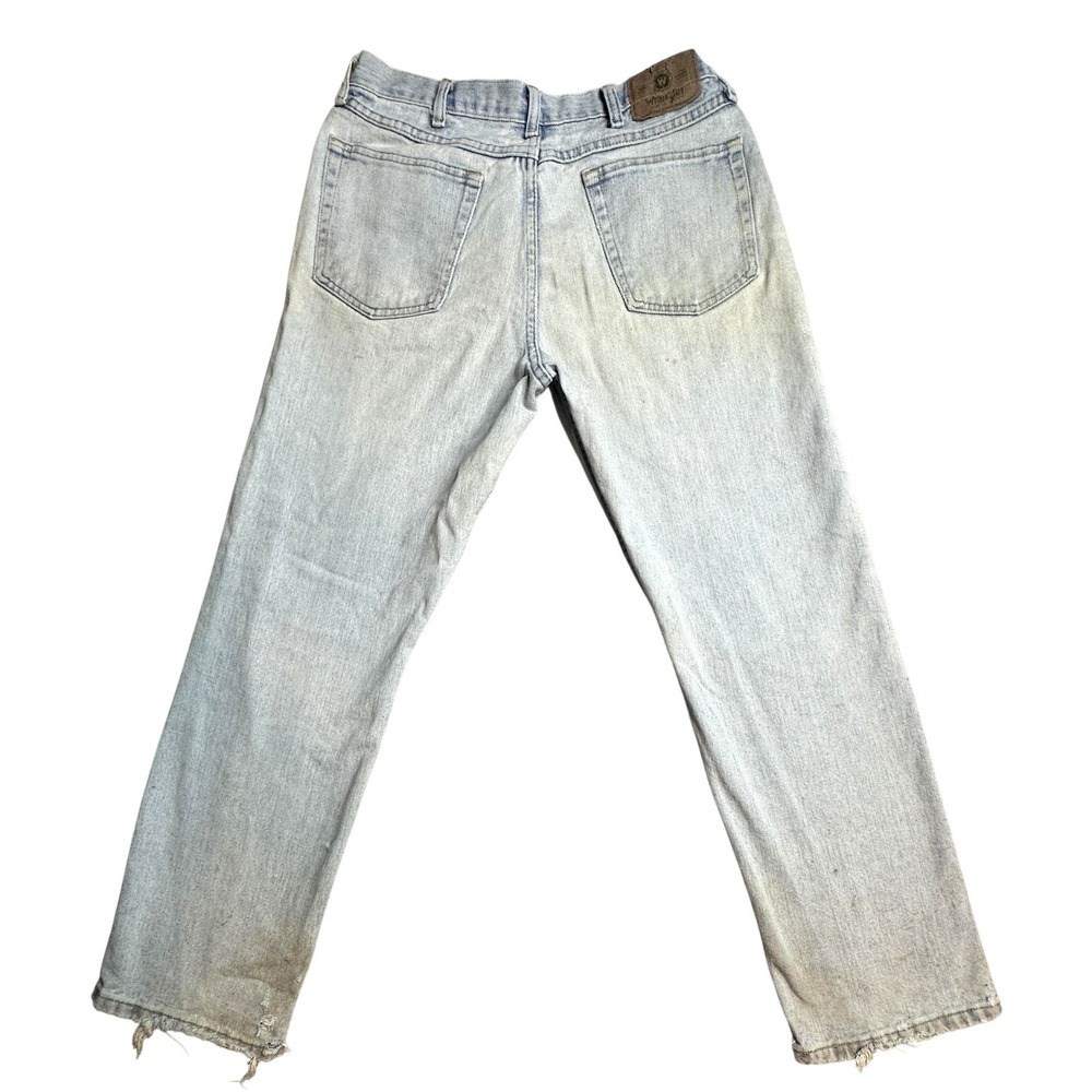 Wrangler Relaxed Fit Jeans‎ Mens 34x30 (33x29) Light Wash Blue Denim Stained